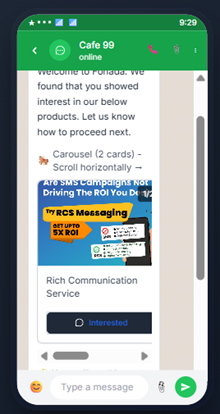 Figure 11 — Customer-facing preview of a carousel template with horizontal scroll.